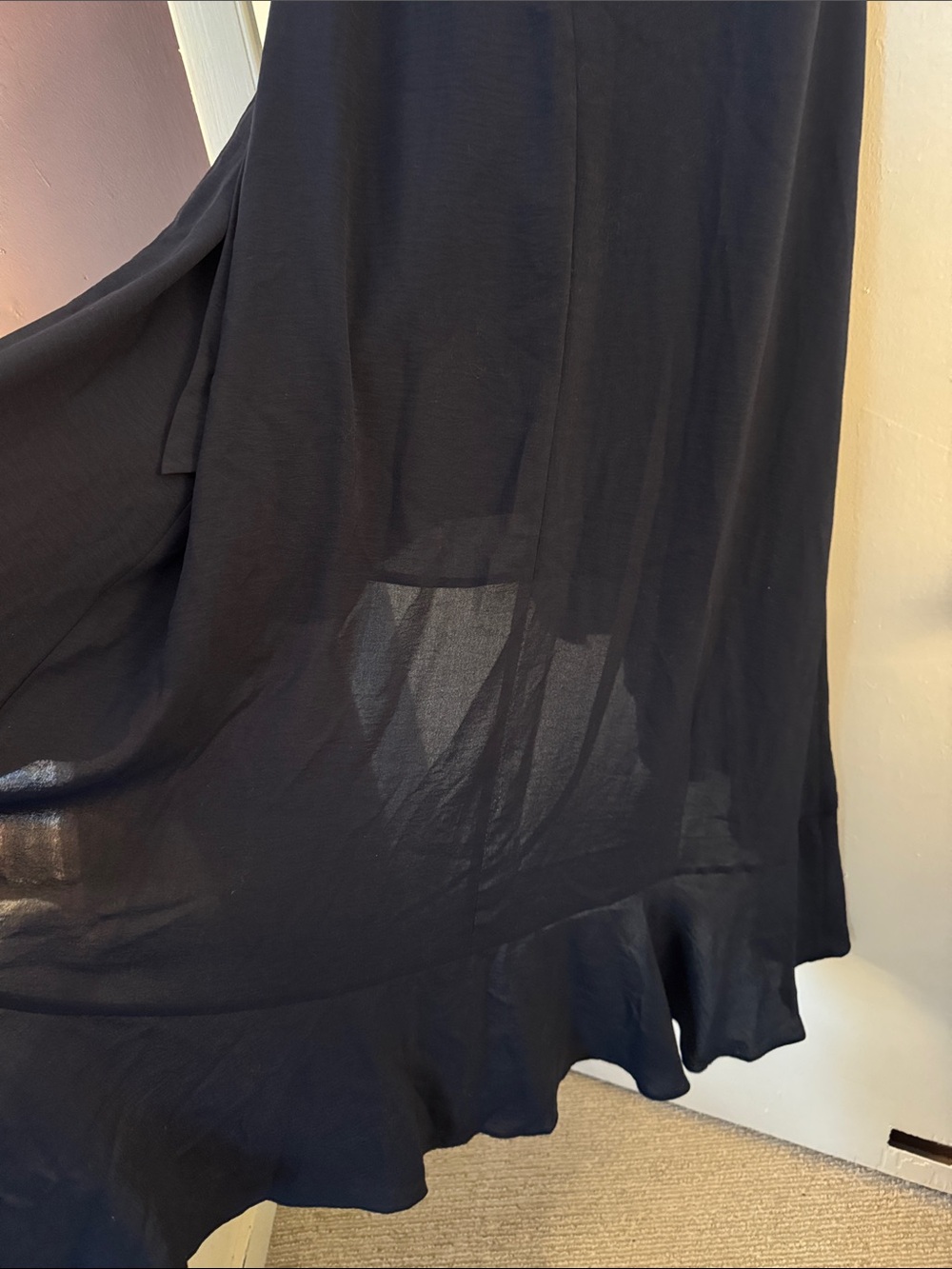 Navy Wrap Maxi Dress with Tie Waist - Picture 6 of 7